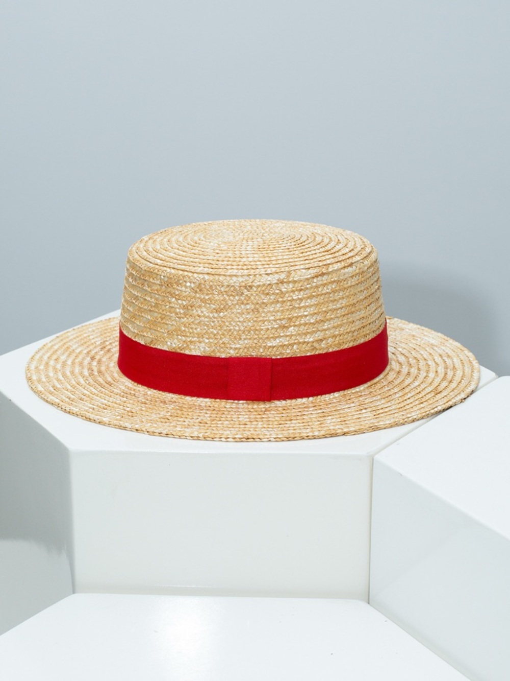 Straw Boater Hat with Ribbon - Picture 5 of 11
